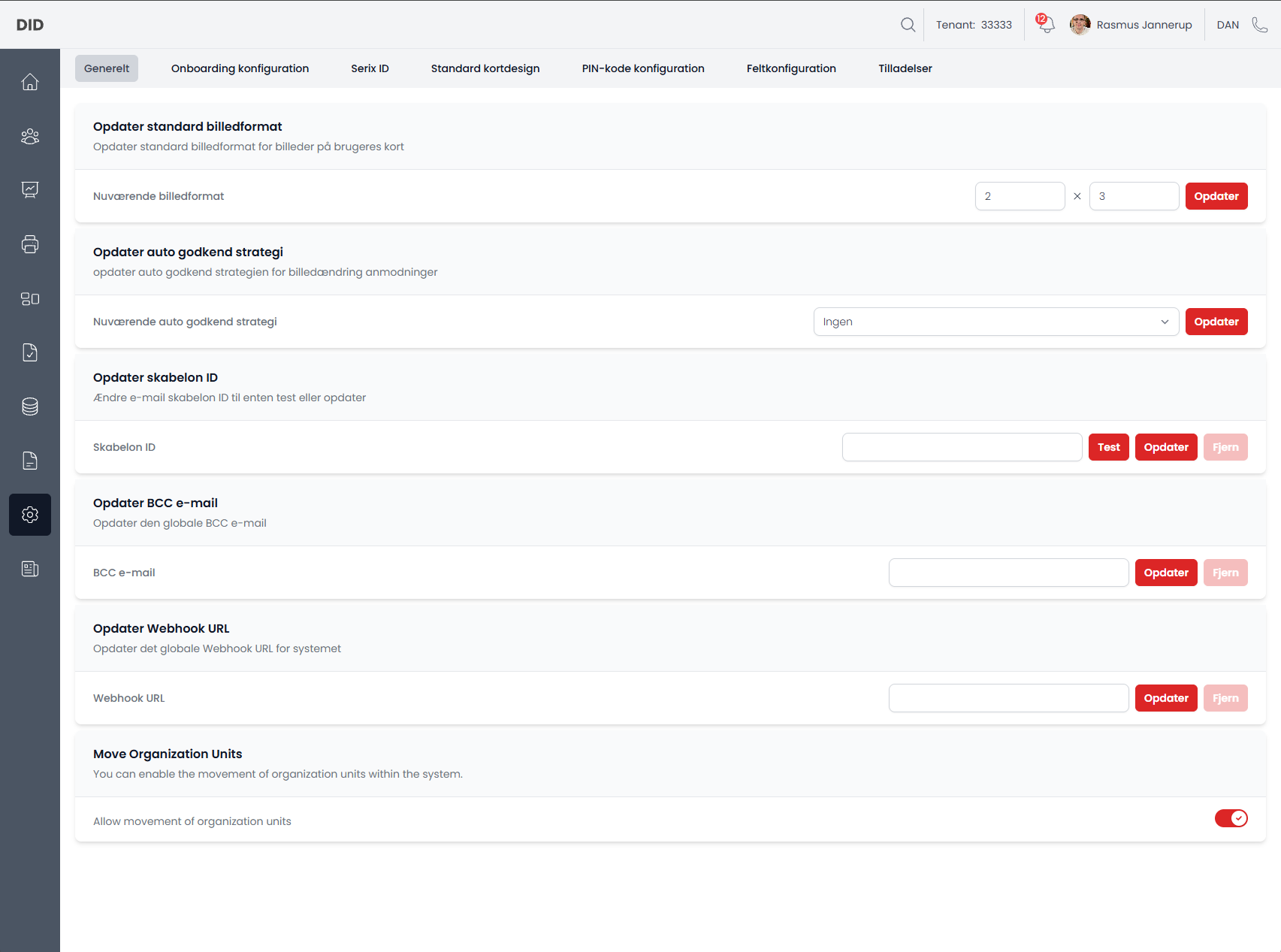 System configuration – General